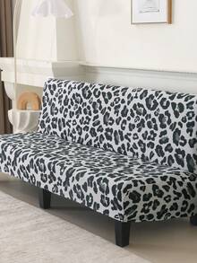 Armless Sofa Bed Cover, Elastic All Inclusive Polyester Fiber Sofa Cover, Knitted Milk Silk, Suitable For All Seasons - Black and White - View 9