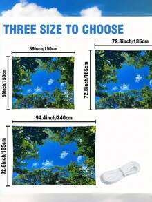 1pc Bohemian Style Tree Sky Cloud Leaf Sun Shade Canopy - 6 Person Outdoor Sun Shade, Suitable For Garden, Beach, Patio - All Season Use, Easy To Install And Store (Frame Not Included), Patio Garden Sun Protection - Cloud Leaf - View 3