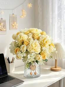 1/3pcs Artificial Carnation Bouquet Suitable For Wedding/Restaurant/Bedroom/Kitchen/Hotel/Office Decoration DIY Flower Wreath Gift Festival/Birthday Decoration Indoor/Outdoor Decoration Valentine's Day Gift - Yellow - View 8