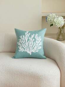 LCUHPCL 1pc Tropical Ocean Style 3D Embroidered Coral Pillow Case, Home Decor For Living Room, Bedroom, Party, Outdoor Patio And More - Mint Blue - View 13