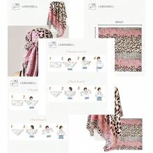 Womens Head Scarf Satin Hair Scarf Printed Square Scarf Like Silk Bandanas For Women 35 Inches - 6pink White Leopard - View 2