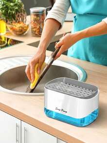 1pc Kitchen Soap Dispenser, Manual Press Soap Dispenser, Sink Sponge Holder, Suitable For Bathroom, Kitchen Cleaning Tool - Multicolor - View 5