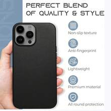 1 pièce Étui en cuir PU noir Hadaasi avec doublure en microfibre, texture grain fin mate, aimant puissant intégré, compatible avec la charge sans fil, résistant aux rayures, style mode et affaires, cuir premium, compatible avec Apple 17e/16E/16pro/16promax/16plus/16/15pro/15promax/15plus/15/14pro/14promax/14plus/14/13pro/13promax/13/12pro/12promax/12 - Noir - Voir 8