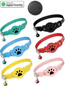 1pc Pet Cat Locator Collar Compatible With Apple Find My Tracker Reflective Collar, Adjustable Reflective Cat Collar, Pet Anti-Loss Device, 7-9 Inch Animal Print Design, Cat Specific Detachable Collar Not Compatible With Android - Multicolor - View 3