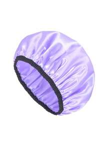 1pc Adjustable Double Layer Waterproof Shower Cap, Home Use Oil-Proof Fashion Women's Oversized Thickened Adult Sleep Cap Head Cover - Multicolor - View 5