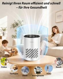 Aigostar Luftreiniger Allergiker, 4-fach HEPA-Filter & Profi-Aktivkohle gegen Rauch, Pollen, Tiergerüche, Tierhaare, 15dB Air Purifier für Raucherzimmer, Schlafmodus, Aromatherapie, Energiesparend - EU E-Typ Stecker (220-240V) - Übersicht 4