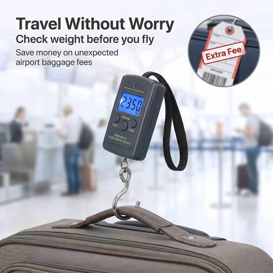 1pc 40kg Portable Digital Hanging Scale, Industrial Grade Electronic Luggage Scale With LCD Display, Non-Slip Handheld Hook Scale, Suitable For Travel, Shopping And Home Use