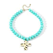 Collar de Cruz con Cuentas Personalizado de Moda para Mujer, Collar con Colgante de Cruz con Cuentas, Collar de Cuentas Estilo Bohemio para Mujer, Joyería de Regalo para Uso Diario y Fiestas - Multicolor - Ver 10