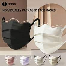 30pcs Fashionable Individually Wrapped Disposable Face Masks, Wavy Design, Suitable For Daily Life And Outdoor Activities, Unisex, Multiple Colors Available, Great Holiday Gift - Multicolor - View 9