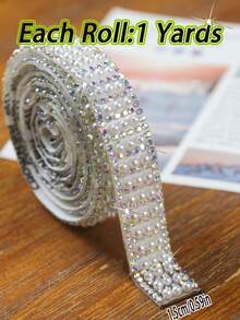 1 Roll Pearl AB Rhinestone Stickers, Self-Adhesive Pearl Rhinestone Ribbon, Pearl Packaging Roll, Crystal Pearl Strip, 3mm Ivory White Pearl Inlaid Tape, Diamond Bead Rhinestone Glitter Tape Stickers, DIY Wedding, Birthday Party Crafts, Car, Photo Frame, Apparel, Glass Cup, Gift Box Ribbon Decoration - 1-yard Pearl AB - View 11