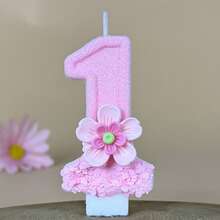 1pc Pure Pink Gradient Double Layer Flower Number Birthday Candle, Suitable For Birthday Party, Company Anniversary Celebration Theme Cake Decoration - View 3