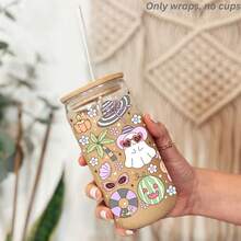 1/2/4pcs Girly Summer Capybara Beach Surf Flamingo Seashell UV Dtf Cup Wrap For 16oz Glass Can Cup, Pastel Floral Book Lover Uv Dtf Uvdtf Decal Sticker For Water Bottle Tumbler Mug Book Mark Laptop Phone Case, Gift For Girls Friends Teacher Holiday - Doodle - View 4