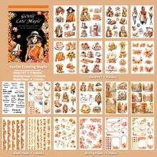 20Sheets Large Size Waterproof Dual-Material Beautiful Lady Washi PET Sticker Book Panda Stickers Set For Scrapbooking Junk Journal Planner - 20 Sheets Large Size - View 7