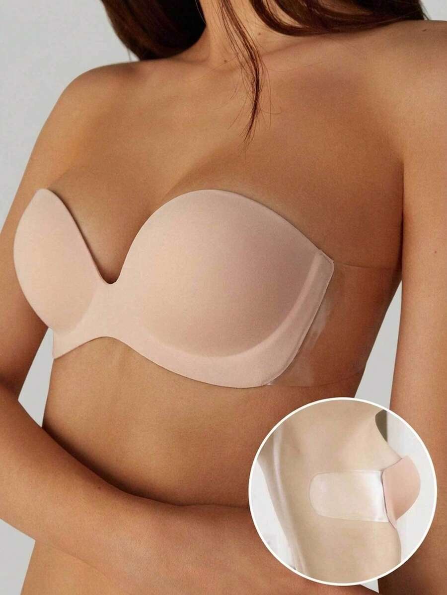 1pc Adhesive Bra With Back Sticker For Daily Wear, Evening Dress, Formal Occasion, Wedding Photography - Multicolor - View 1