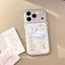 GUCADI 透明金星大象手機殼,適用於 17 Pro Max、16、14、15,全機身保護,鍍金少女風,創意幾何卡通設計,清新簡約小眾 Ins 風 - 無色 - 查看 7