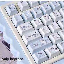 143 Keys Blue Rain Theme Mechanical Keyboard Keycaps Cute Cartoon Style PBT Dye-Sublimation Material Keycap Set Blue Original Height Keycaps Compatible With 61/64/75/87/98/104 - View 9