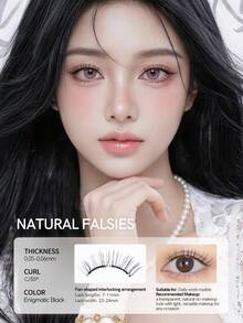 Mlen Diary 磁吸假睫毛套組，7-11mm 可重複使用，無需眼線膠，升級版 3D 雙磁吸睫毛，便攜免膠睫毛簇，適合輕盈自然妝容 - 黑色 - 查看 7