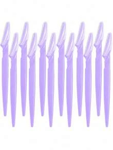 Juego de 30 piezas de rasuradoras de cejas moradas, recortadora y rasuradora de cejas, herramienta exfoliante para la piel, recortadora para depilación corporal y juego de rasuradora facial y de cejas, cuchillas de mango largo con cubierta protectora de precisión, herramientas de cuidado de cejas para mujeres, adecuado para uso diario o de viaje - Púrpura - Ver 3