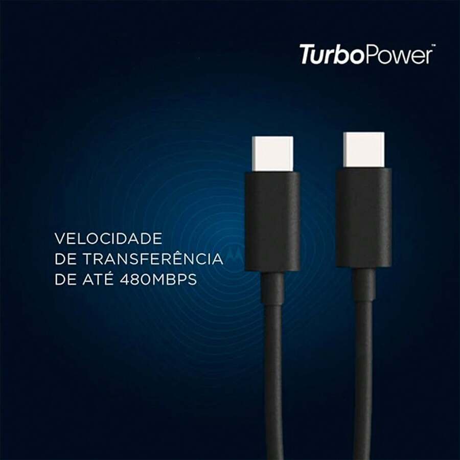 Type C To Type C Cable 30W Moto Turbo Power 1m - Black - View 1