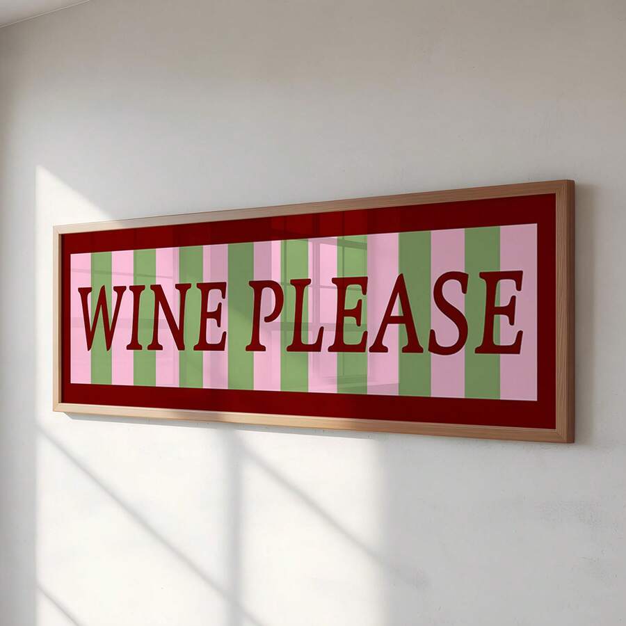 1件無框「Please Give Me Wine」全景標語牆面藝術海報印刷,適合公寓客廳臥室宿舍派對禮物,房間裝飾牆飾畫 - 字體 - 查看 1