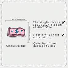 50pcs Fresh Ins Style Pink Coin Doodle Cartoon Dollar Creative Decorative Planner Tablet Stickers - Pink Coins - 1963 - View 2