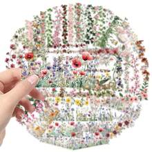 SCXXBSW 60pcs Floral Hand-Drawn Journal Stickers, Cool Anime Decorative Stickers, Classic Gift Decorations, Value Pack, Cute Cartoon Stickers, Waterproof And Durable, Phone Case Decoration Stickers, Can Be Applied To Laptops. - Multicolor - View 5