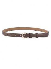 Metal Buckle Belt With Punch Tool Summer, School Fall, Autumn, Halloween - Coffee Brown - View 6