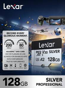 Lexar 128GB Micro SD 記憶卡 V30 U3 最高 200MB/S 高速記憶卡，適用 4K 錄影機、無人機、運動攝影機、行車記錄器、遊戲主機 - 查看 2