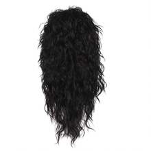 80s Disco Cyberpunk Rock Long Curly Hair Halloween - Black - View 4