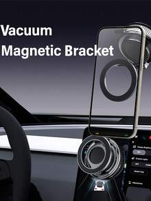 CyberDyer Car Vacuum Suction Cup Phone Holder, Compatible With Magsafe, 3-Axis Adjustment, 360° Rotation, 180° Folding Magnetic Mount, Suitable For Rearview Mirror/Car Interior/All Smartphones - Black - View 2