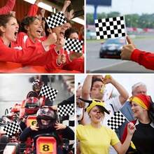 15pcs Black And White Checkered Flags, Durable Plastic Racing Flags, Suitable For Racing, Sports Event Decoration, Birthday Party, Football Cheering Flags, Wedding And Other Occasions - Multicolor - View 7