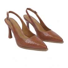 Geeyea Brown Slingback Pumps Women, Pointed Toe Kitten Heels, Animal Print Dress Shoes; Chic Office Party Heels - 棕色 - 查看 8