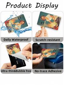 1pc "I AM FINE" Credit Card Cover Sticker Protective Sleeve, Housewife Pattern PVC Material Anti-Fingerprint Durable Scratch-Resistant Wear-Resistant Skin, Party Birthday Gift, Suitable For Men And Women, Small Chip Card, Bank Card, Credit Card, Transportation Card, Key Card, Student Campus Card Personalized DIY, Privacy Protection - Multicolor - View 3