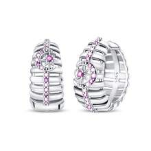 1 Pair S925 Sterling Silver Earrings, Original Bow Heart Zirconia Design, Pink Diamond Inlaid Luxury Style, Versatile For Daily Commute, Hypoallergenic Material, Showcases Sweet And Gentle Elegant, Suitable For Various Occasions, Creates An Elegant Look. - Multicolor - View 19