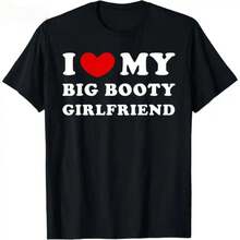 [100% Cotton] [100% Cotton]  I Love My Girlfriend Gf I Heart My Girlfriend GF T-Shirt  Golf Gift T-Shirt For Men And Women - 黑色 - 查看 6