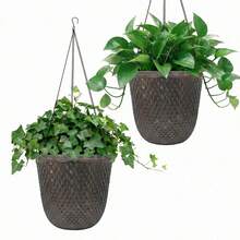 2pcs Indoor Plant Automatic Watering Hanging Planters, Hanging Plant Pots With Drainage Holes And Chains, Hanging Flower Pots, Outdoor Small Hanging Planter Baskets, Home Decor Gardening - Multiple Styles - View 14