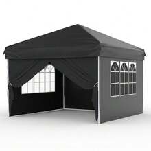 FESTIWOW 10x10 Pop Up Canopy Tent, 4 Removable Sidewalls, Portable Outdoor Folding Shelter With Carry Bag, Stakes & Guy Lines, For Backyard, Camping, Beach, Parties - B - View 9