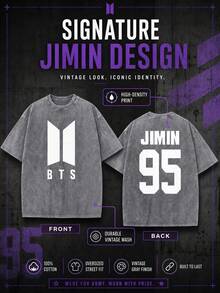 100% Cotton Men's And Women's Universal Style Vintage Washed T-Shirt  Retro World Tour 2026 Concert K-Pop Bangtan Fan Gift - 灰色 - 查看 8