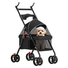 TONSSIDA Foldable Pet Stroller With Breathable Mesh, 4-Wheel Dog Stroller With Canopy, Travel Pet Carriage For Small Dogs & Cats(Black) - Light Grey - View 8
