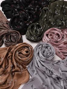 Spring/Summer New Satin Jacquard Modest Hijab Women's Satin Hand-Painted Print Muslim Hijab Shawl - Multicolor - View 6