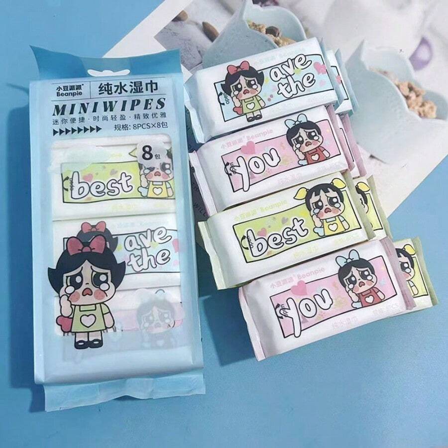 Pure Water Cleaning Wipes, Portable Non-Woven Fabric Small Pack Wipes. - Multicolor - View 1