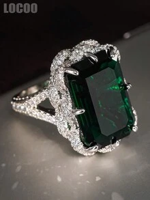 1件華麗立方氧化鋯戒指，適合女性，完美適用於婚禮、訂婚、週年慶典、情人節禮物 - 3# - 查看 5
