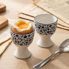 2pcs Egg Cups, Egg Holders, Blue And White Porcelain Print Style Egg Holders For Daily Meals, Suitable For Breakfast, Family Dining, Gifts, Parties And Gatherings - Blue and White French Flowers - View 20