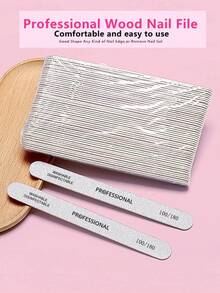 5/10 Stück professionelle gerade Holz-Nagelfeilen 100/180er Körnung, fein, Einweg, sauber und kosteneffizient - Grau - Übersicht 1