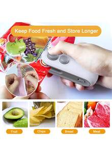 Mini USB Rechargeable 2-In-1 Snack Bag Sealer & Cutter, Portable Food Preservation Sealing Tool For Plastic Bags, Reusable Snack Bag Sealer, Suitable For Home / Travel / Camping - Multicolor - View 2