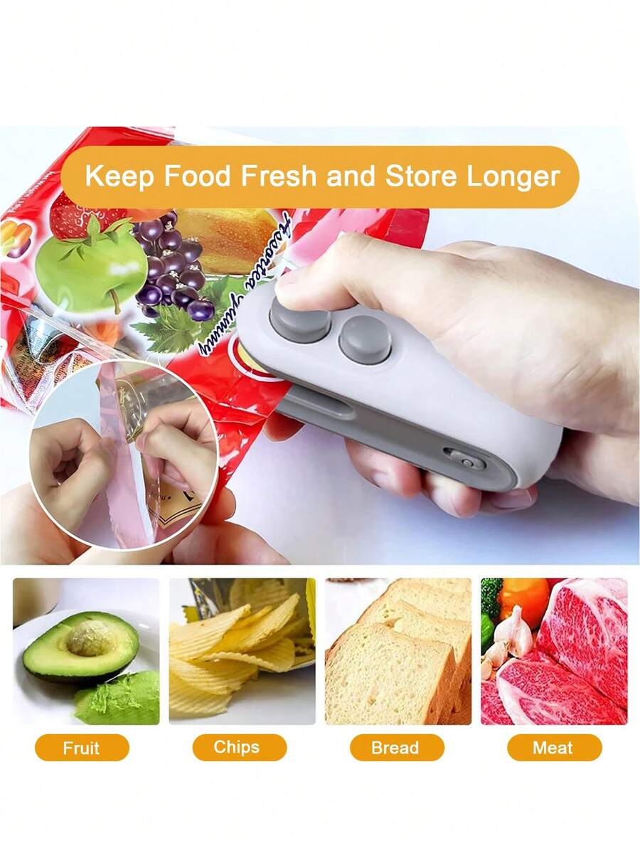 Mini USB Rechargeable 2-In-1 Snack Bag Sealer & Cutter, Portable Food Preservation Sealing Tool For Plastic Bags, Reusable Snack Bag Sealer, Suitable For Home / Travel / Camping - Multicolor - View 1