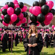 Black And Red Party Balloon Set, Includes 50pcs 10-Inch New Magenta And Matte Black Latex Balloons, Randomly Matched Ribbons For Customizable Combinations, Perfect For Birthday, Theme Party, Shower, Wedding, Valentine's Day, Proposal Engagement, Anniversary, Prom, Gender Reveal Decoration And Other Important Holiday Indoor/Outdoor Photography Props And Decor - Black and Red - View 8