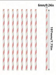 25/50pcs Paper Straws - Striped Straws, 16 Colors Available, Non-Soggy Paper Straws, Suitable For Daily Drinking And Crafting, Also Applicable For Birthday Parties, Weddings, Anniversaries, Back To School Season, Valentine's Day And Other Occasions. - View 9