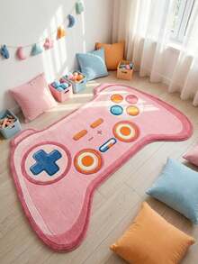 1pc Pink Game Controller Decorative Rug, Bedroom Decor, Small Rug, Carpet, Home Decor, Living Room Rug, Living Room Small Rug, Bedroom Rug, Living Room Home Decor, Outdoor Rug, Washable Rug, Graduation Season Gift - Multicolor - View 1