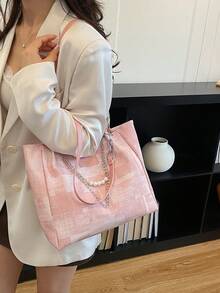 New Solid Color Luxury High-End Versatile Women's Shoulder Tote Bag - Pink - View 6